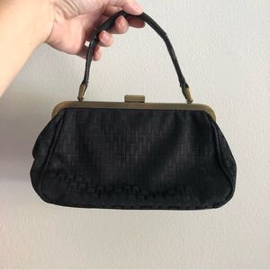 Vintage Tommy Hilfiger Mini Purse 90s Y2K Black Logo Brass Colored Hardware
